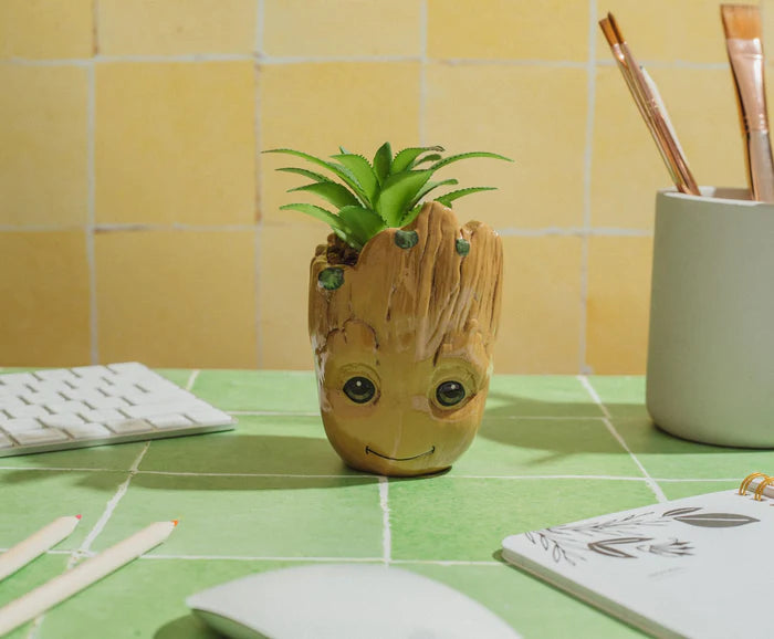 I Am Groot 3 Inch Ceramic Mini Planter With Artificial Succulent