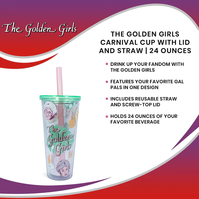 Golden Girls Carnival Cup With Lid & Straw-24 oz
