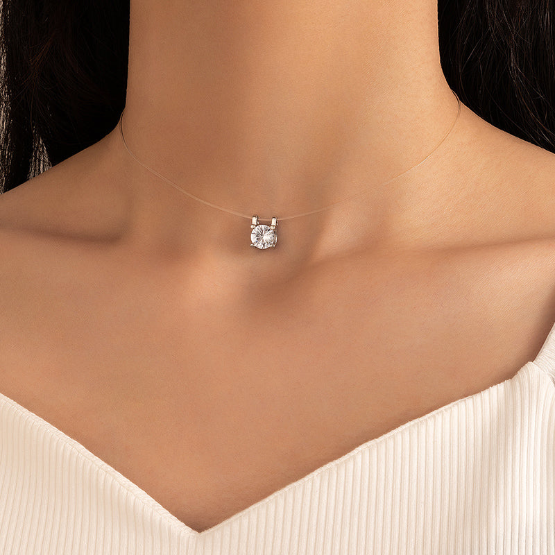 Invisible Wire Floating Solitaire Choker