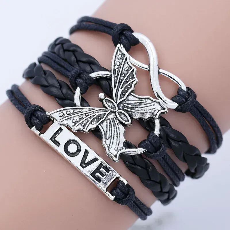Butterfly Love Clasp Closure Bracelets-Choose Color