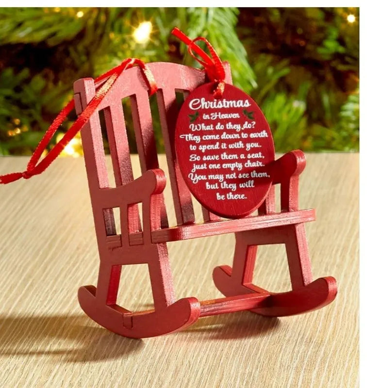 Christmas in Heaven Wooden Rocking Chair Ornament