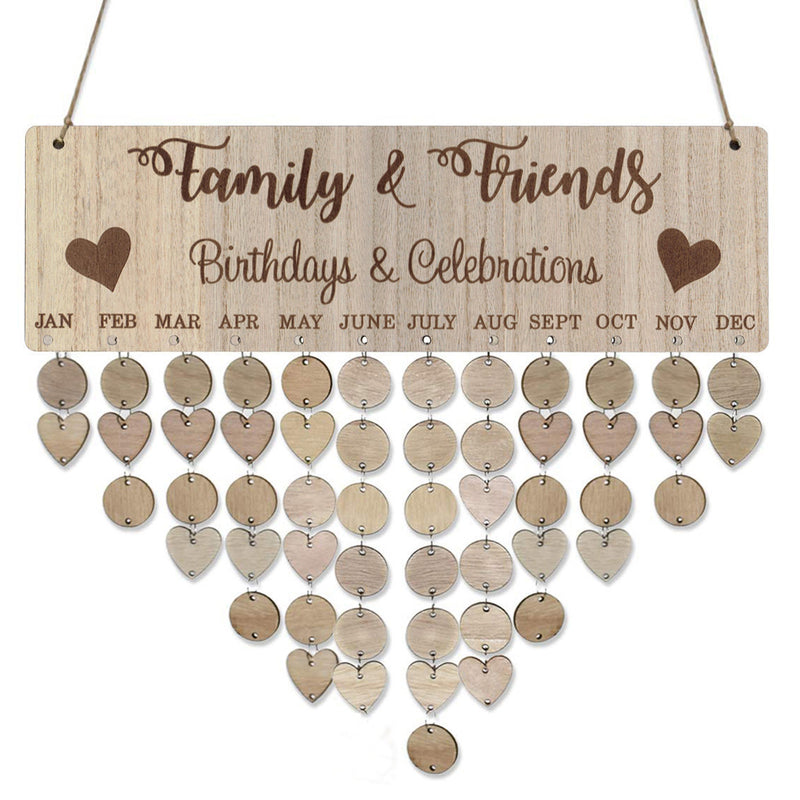 Family and Friends Birthday/Celebrations Hanging Wall Calendar