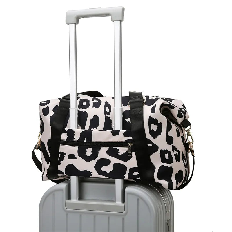 Large Leopard Print Waterproof Travel Duffel Bag