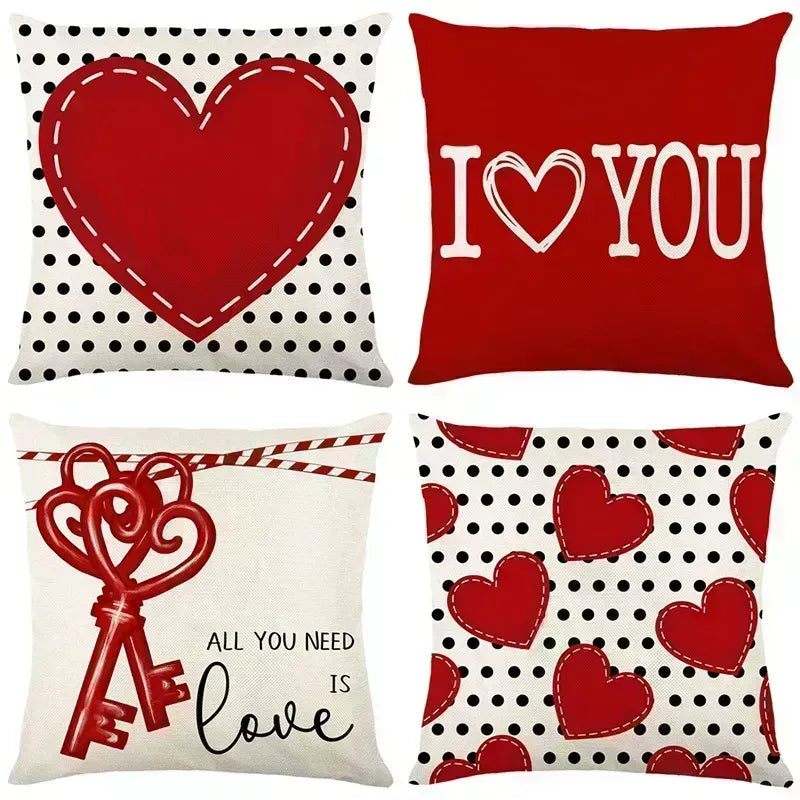 Set of 4 Valentine's Day Themed Pillow Cases (pillow not included)