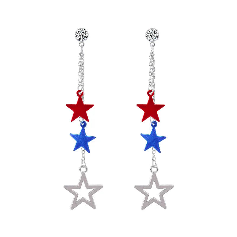 Small Patriotic Star Dangle Earrings