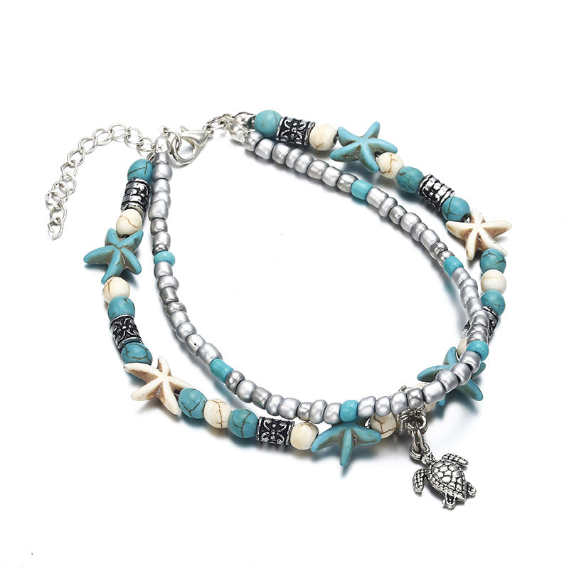 Seashell and Turtle Anklet