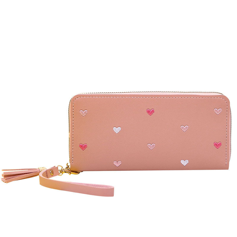 Faux Leather Heart Zippered Wallet
