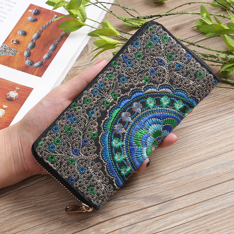 Beautiful Embroidered Zippered Wallet