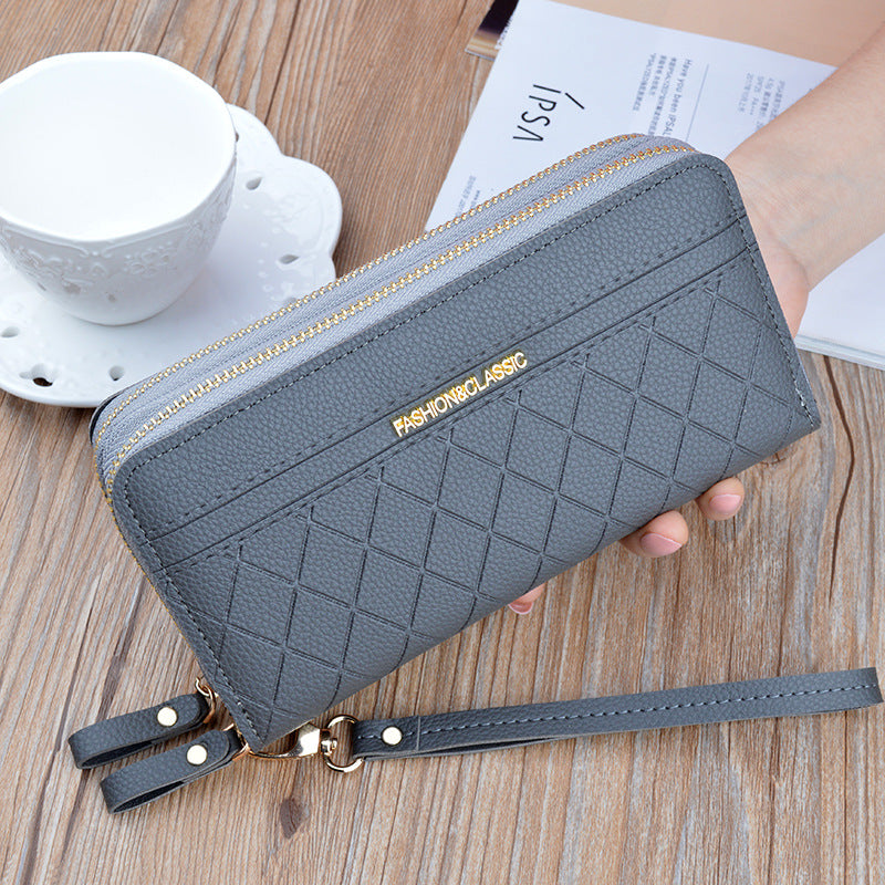 Faux Leather Double Zipper Wallet-Choose Color