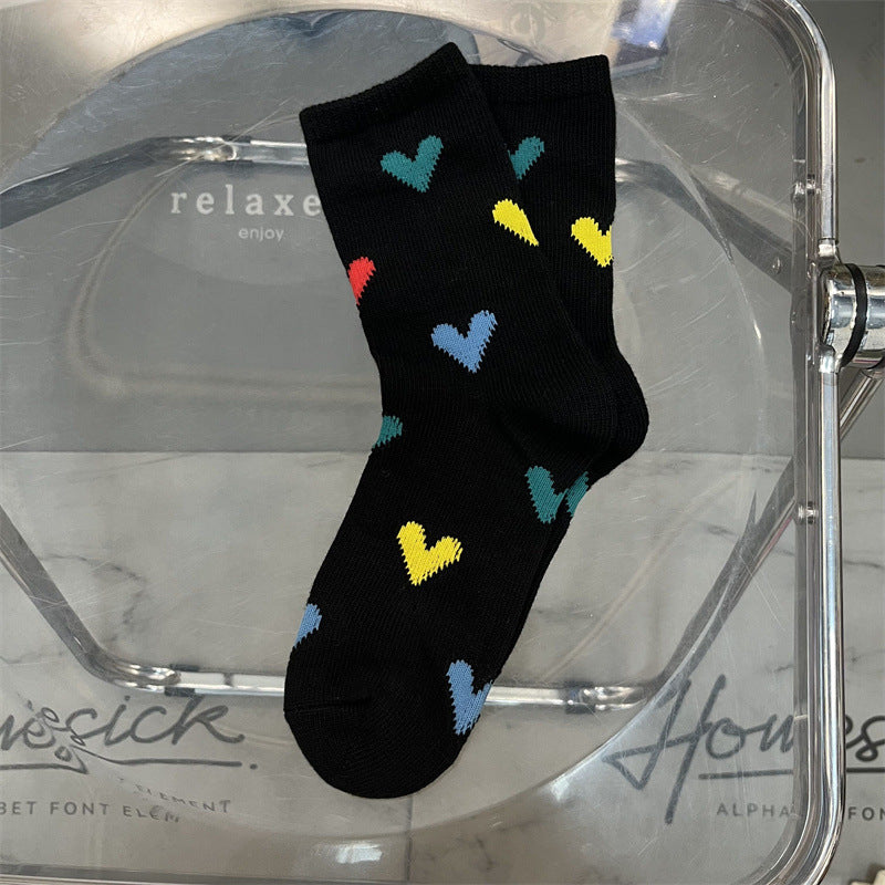 Black One Size Heart Socks