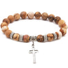 Stretchy Lava Bead Bracelets with Cross Charm-Choose Color