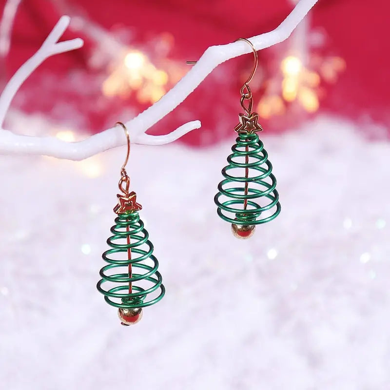 Wire Christmas Tree Earrings