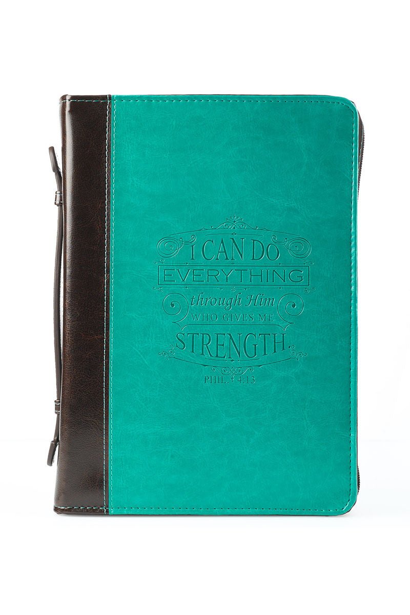 Philippians 4:13 Turquoise LuxLeather Large Bible Cover