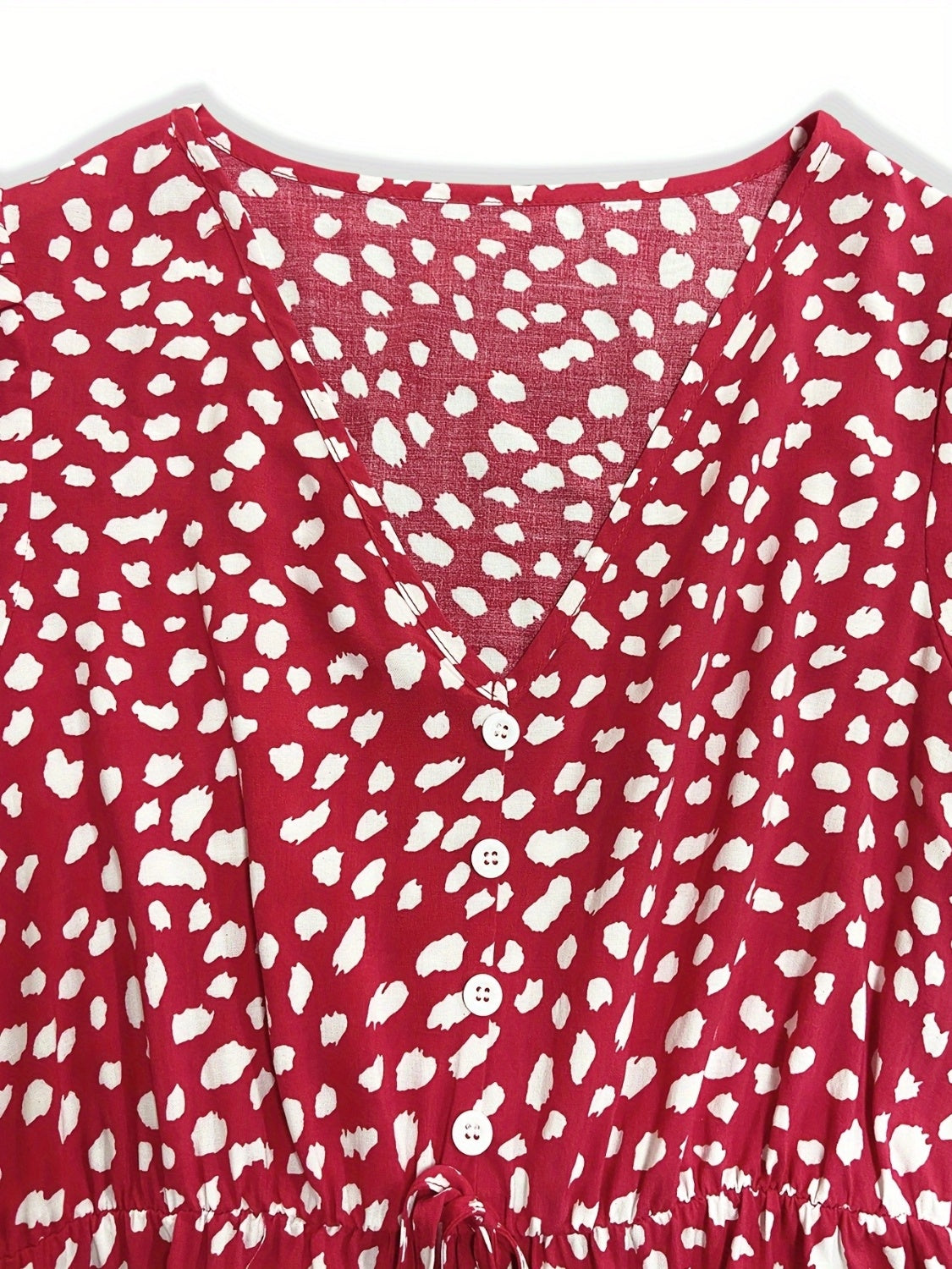 Printed V-Neck Short Sleeve Mini Dress