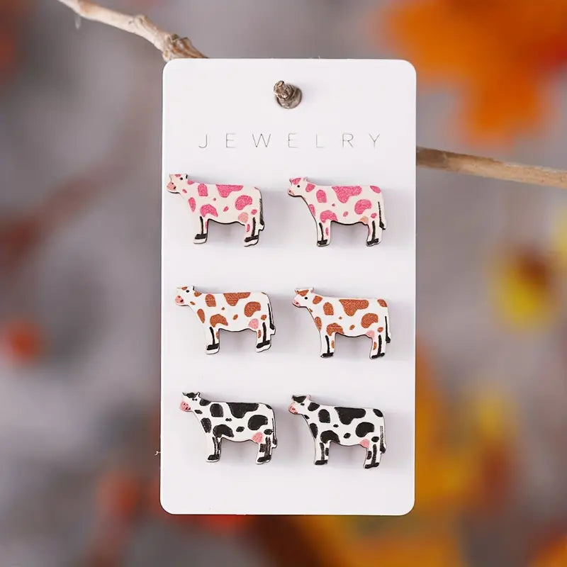 Cow Stud Earrings 3 pack
