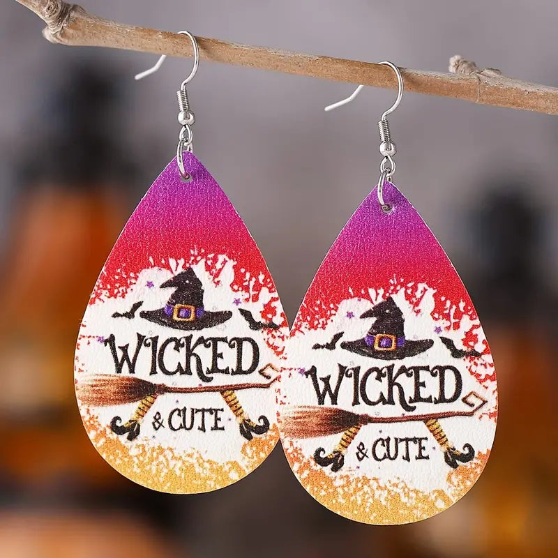 Wicked and Cute Leather Halloween Earrings