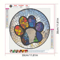 Frameless Diamond Painting Kit-Stained Glass Paw Print