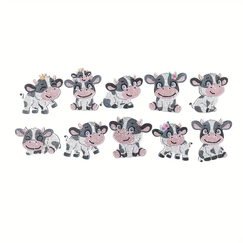 10 Piece Cow Shaped Coasters Diamond Art Kit