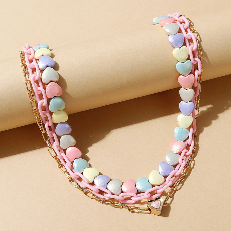 Acrylic Candy Hearts Necklace