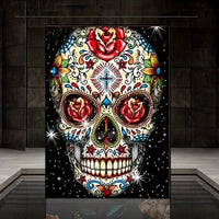 Frameless Diamond Painting Kit-Skull & Roses