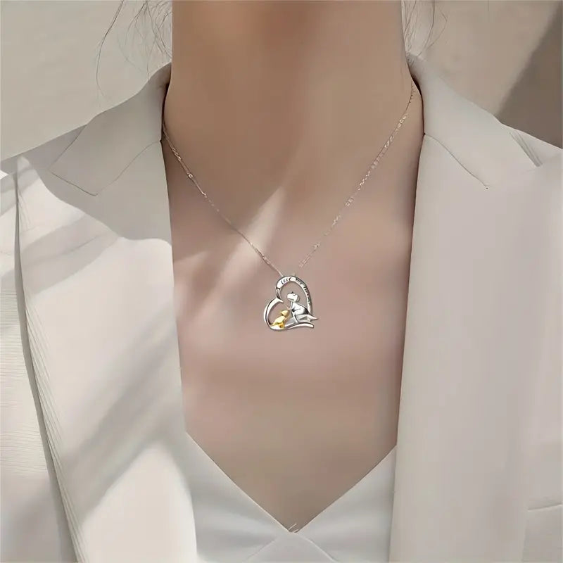 I Love You Forever Heart Necklace with dinosaurs