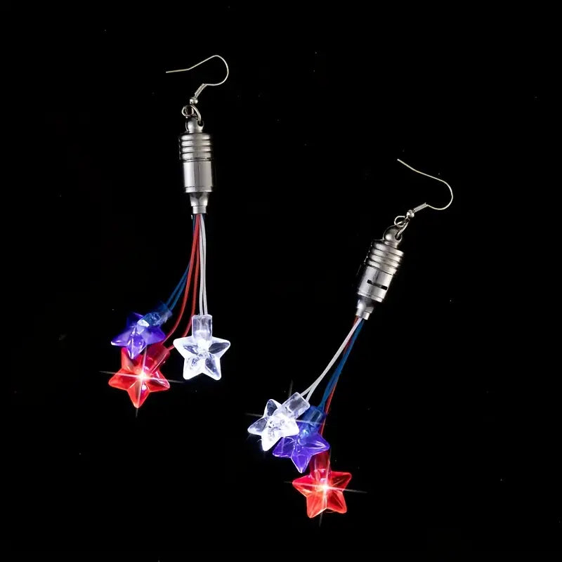 Patriotic Light Up Star Dangle Earrings