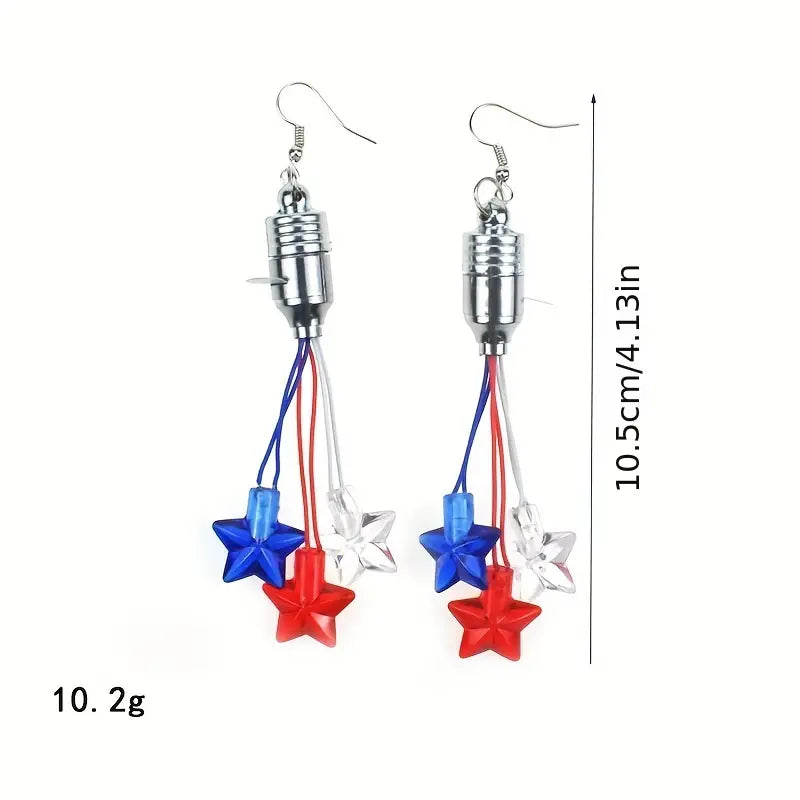 Patriotic Light Up Star Dangle Earrings