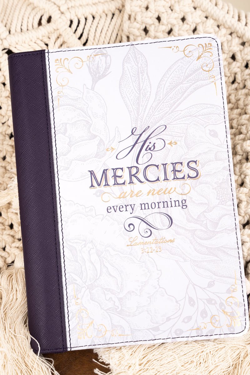 His Mercies are New Amethyst LuxLeather Zippered Journal