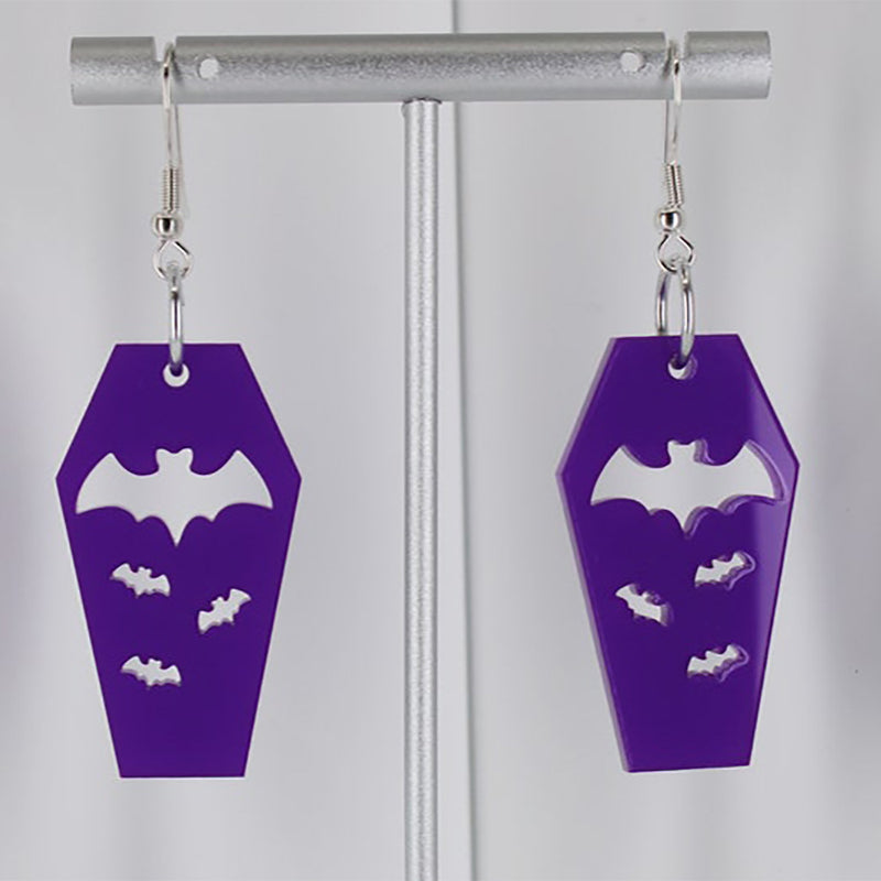 Acrylic Bat Coffin Earrings