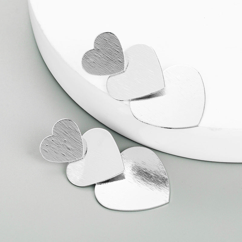 Silver Triple Heart Earrings