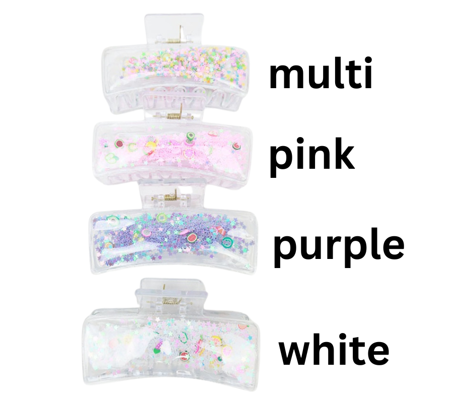 Fruit Theme Confetti Clear Hair Claw-Choose Color