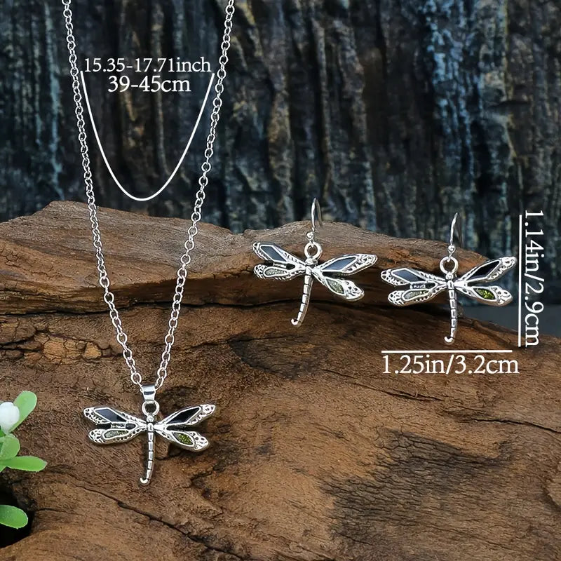 Dragonfly Necklace and Earrings Set
