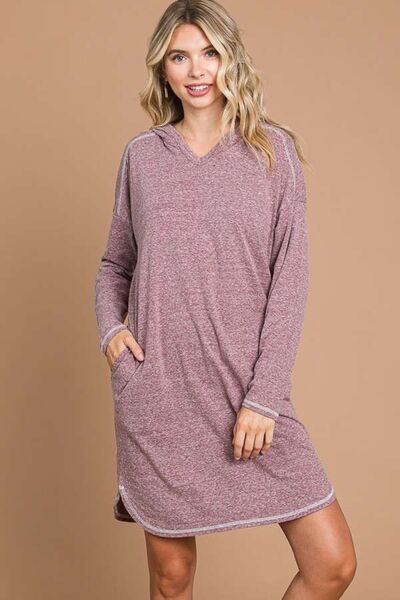 Culture Code Full Size Hooded Long Sleeve Sweater Dress
