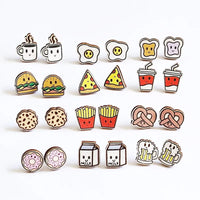 Small Wooden Food Earrings Studs-Choose Style