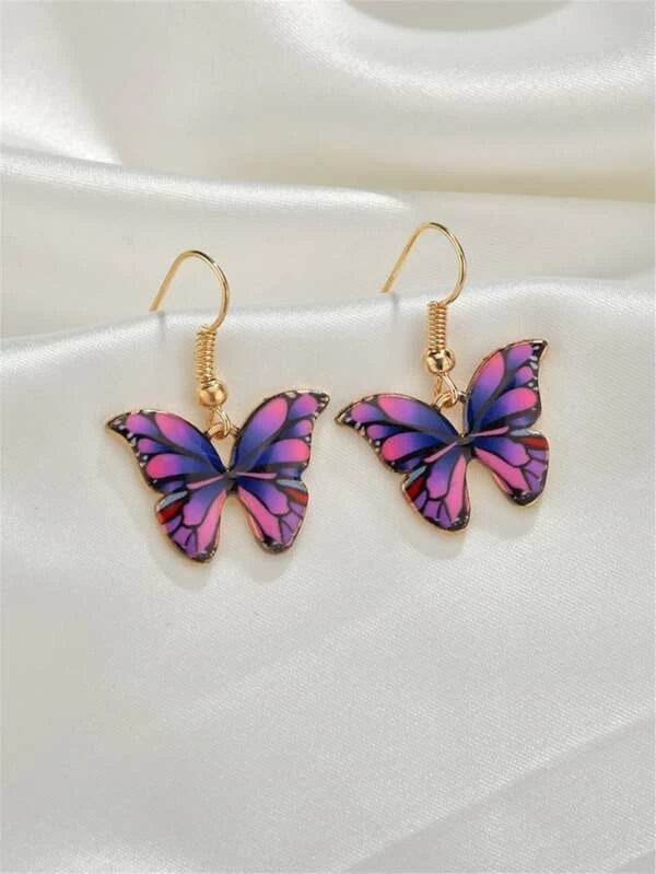 Small Butterfly Charm Earrings-Choose Color