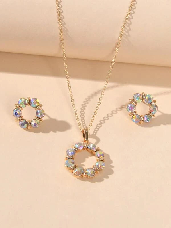 3 piece Iridescent Necklace and Earrings Set