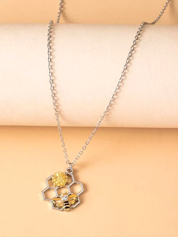 Honeycomb & Bee Short Necklace