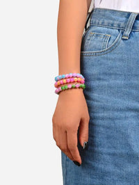 3 piece colorful stretch bracelet stack