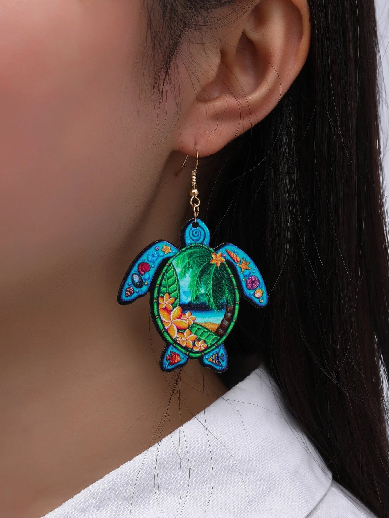 Colorful Tortoise Drop Earrings