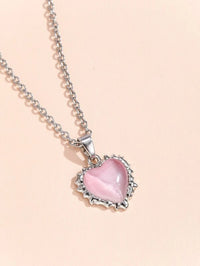 Pink Heart Short Necklace