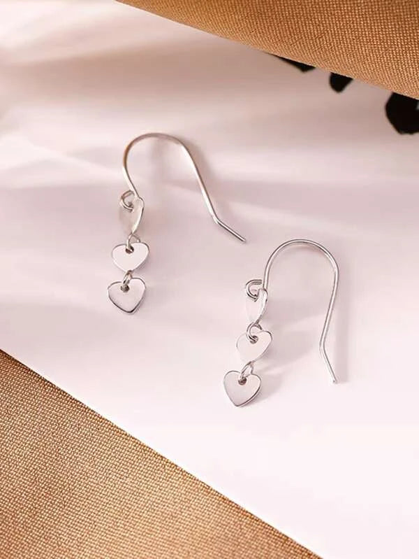 Tiny Triple Heart Dangle Earrings