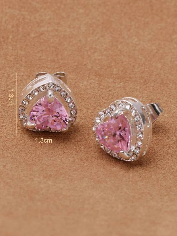 Baby Pink Heart Stud Earrings