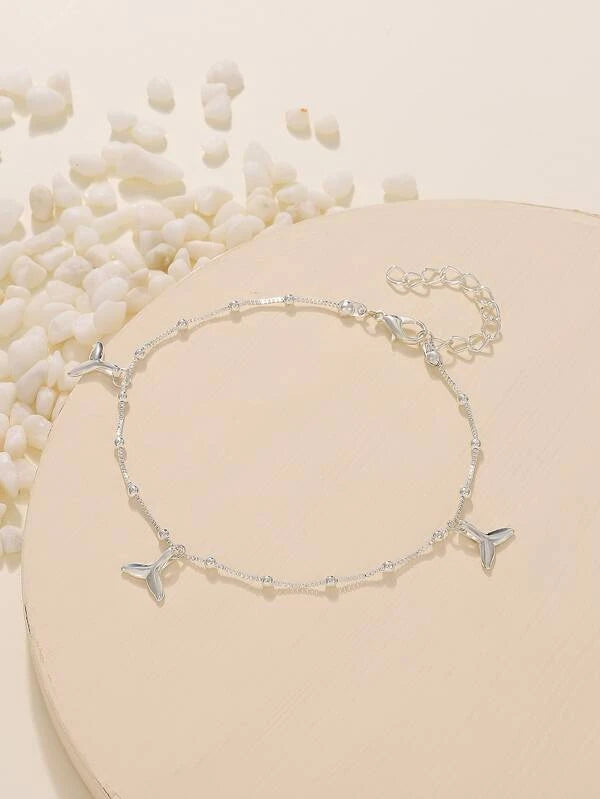 Silver Fish Tail Charm Anklet