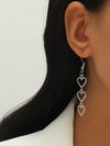 Silver Triple Heart Drop Earrings