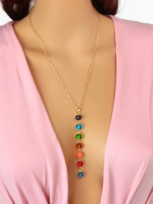 Multi-Colored Y Shape Necklace