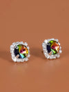 Multi-Colored Rhinestone Stud Earrings