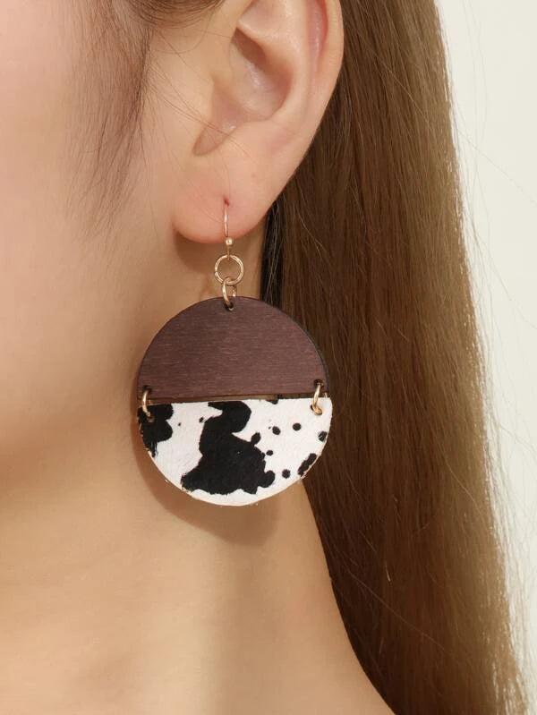 Round Cow Print Earrings