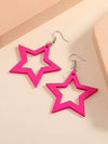 Pink Wooden Star Earrings