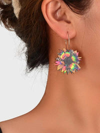 Wooden Tie Dye Flower Earrings