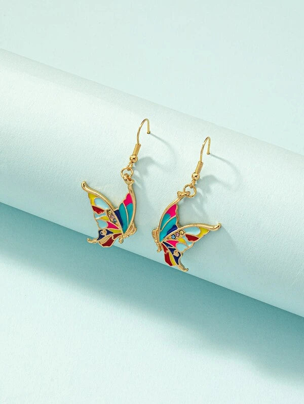 Colorful Small Butterfly Drop Earrings